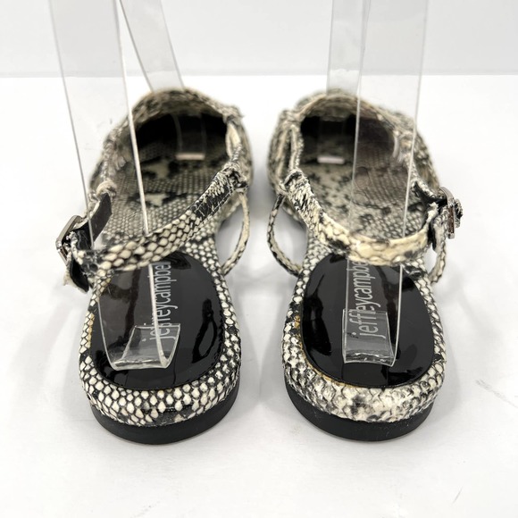 JEFFREY CAMPBELL Shoes Women 7.5 Black Snake Myron Slingback Flat Pointy Leather - Picture 3 of 10